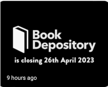 Thursday Good and Bad Book Depository is closing